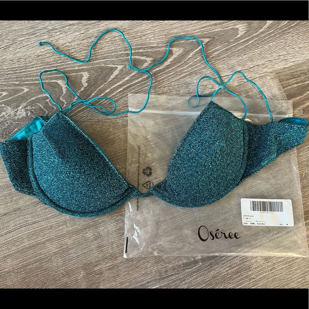 OSEREE Color: Ocean Blue, Size: Medium Lumiere 90s Bikini | TOP ONLY
